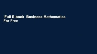 Full E-book  Business Mathematics  For Free