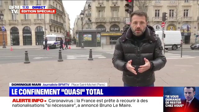 À moins d'une heure du confinement, des policiers se préparent à informer les parisiens