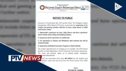 Operasyon ng lotto, pansamantalang sinuspinde