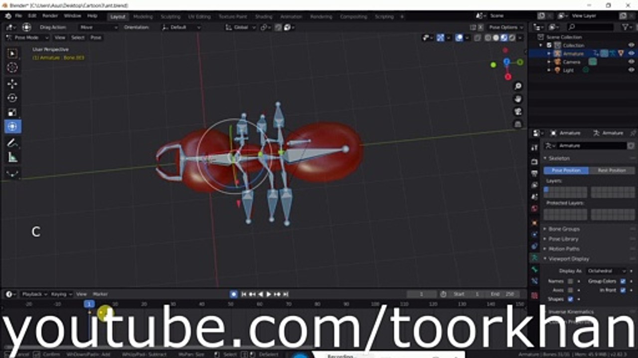Ant walk cycle, blender tutorial ant animation, eevee ant walk cycle, by toorkhan