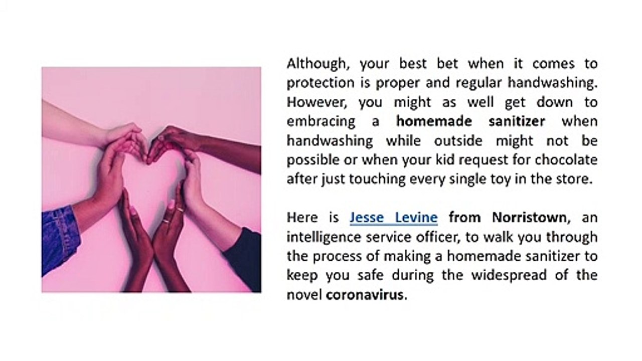 How to make Effective Sanitizer at Home | Jesse Levine Norristown