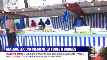 Malgré le confinement, le marché de Barbès reste très fréquenté