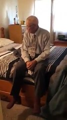 Elderly Man Jumps in Excitement After Getting New Mattress a
