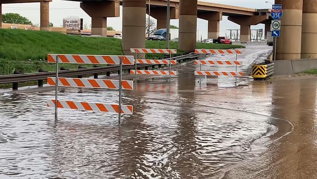 Interstate ramp blocked due to flooding