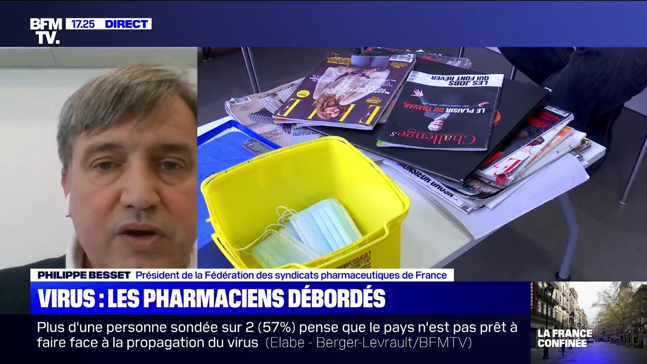 Les masques de protection limités à 18 par semaine et par soignant, selon le président de la Fédération des syndicats pharmaceutiques