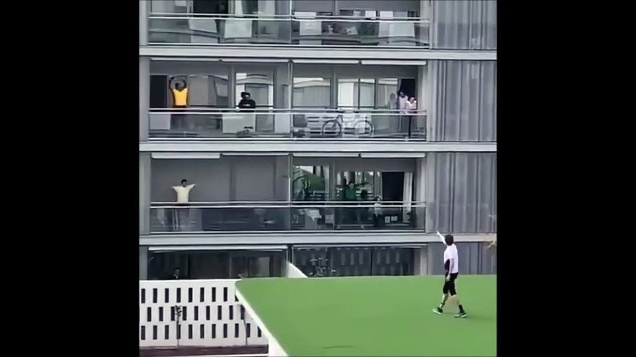Confinement : cours de sport collectif entre immeubles