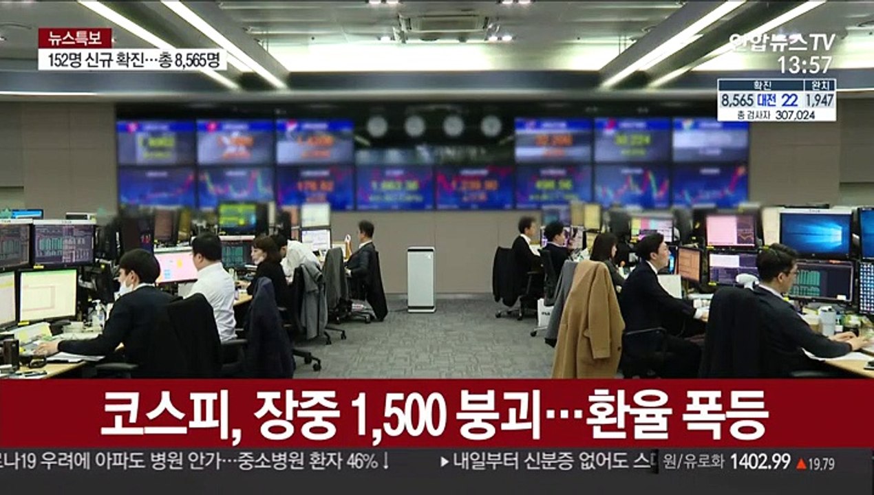 코스피, 장중 1,500 붕괴…환율 폭등