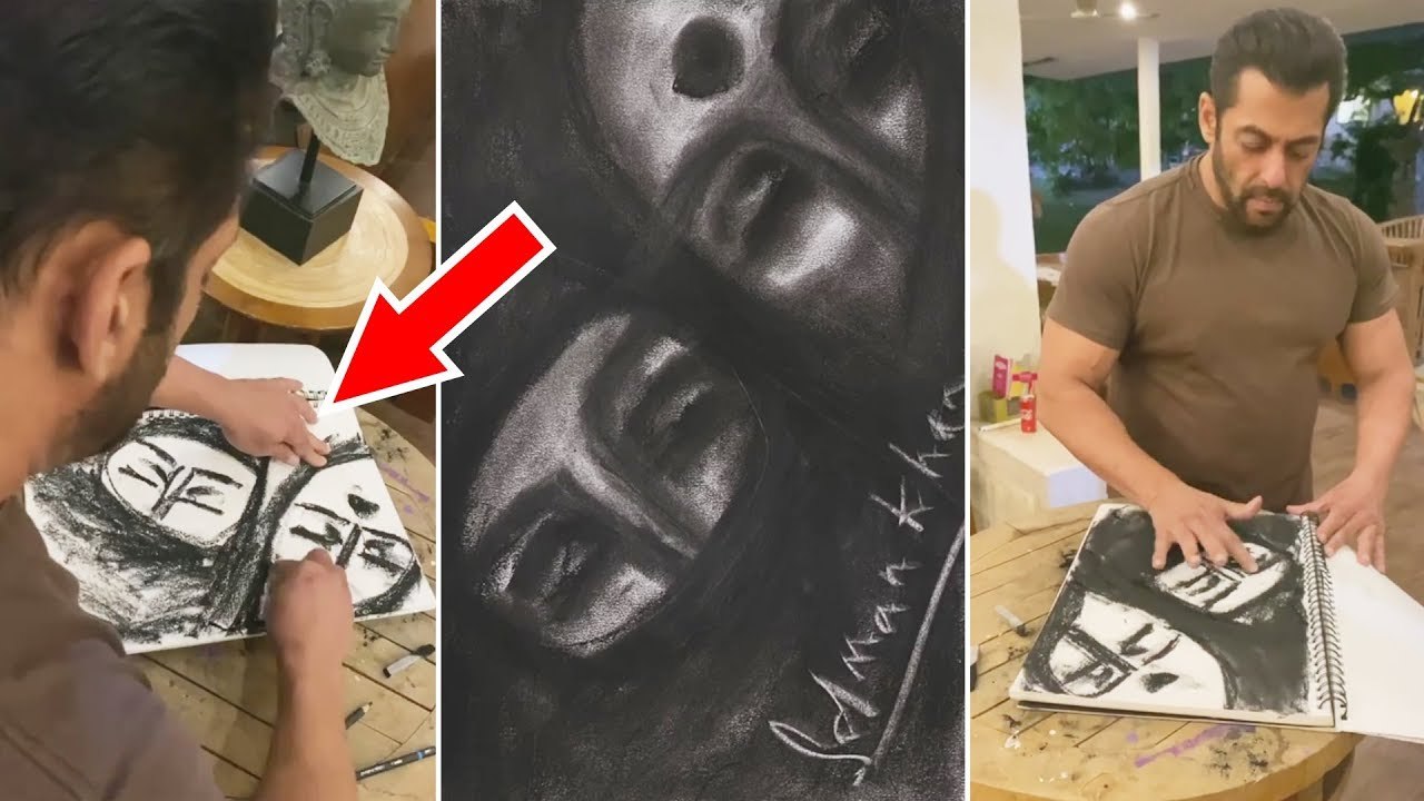 Salman Khan Make BEAUTIFUL Sketching With Charcoal  Also  Humming The Tune Of KahoNaaPyaarHai