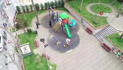 Cadde ve sokakları temizleyen temizlik ordusu havadan görüntülendi