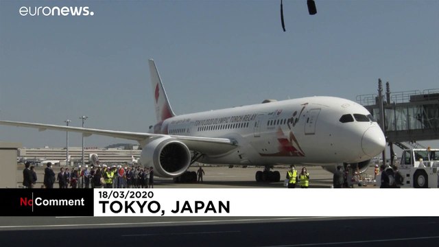 Coronavirus fears leave Olympic torch plane virtually empty