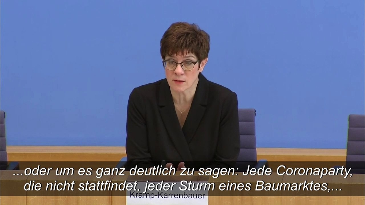 AKK: 'Wer keine Ausgangssperre will, muss Disziplin wahren'