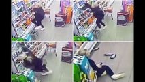 Shop owner catches 'ghost' on CCTV moving crate away from employee so she falls