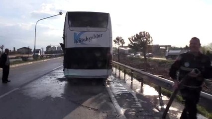 Yolcu otobüsündeki yangın paniğe neden oldu