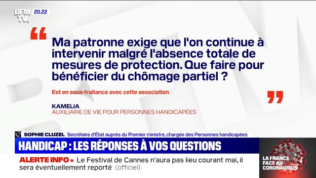 Handicap: Sophie Cluzel appelle les auxiliaires de vie à ne pas interrompre leur travail