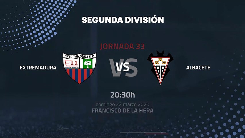 Previa partido entre Extremadura y Albacete Jornada 33 Segunda División