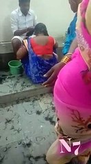 Blue Saree Head Shave in Temple