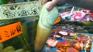 FLABBY SEA MONSTER! Geoduck Sashimi - Japanese Street Food in Okinawa