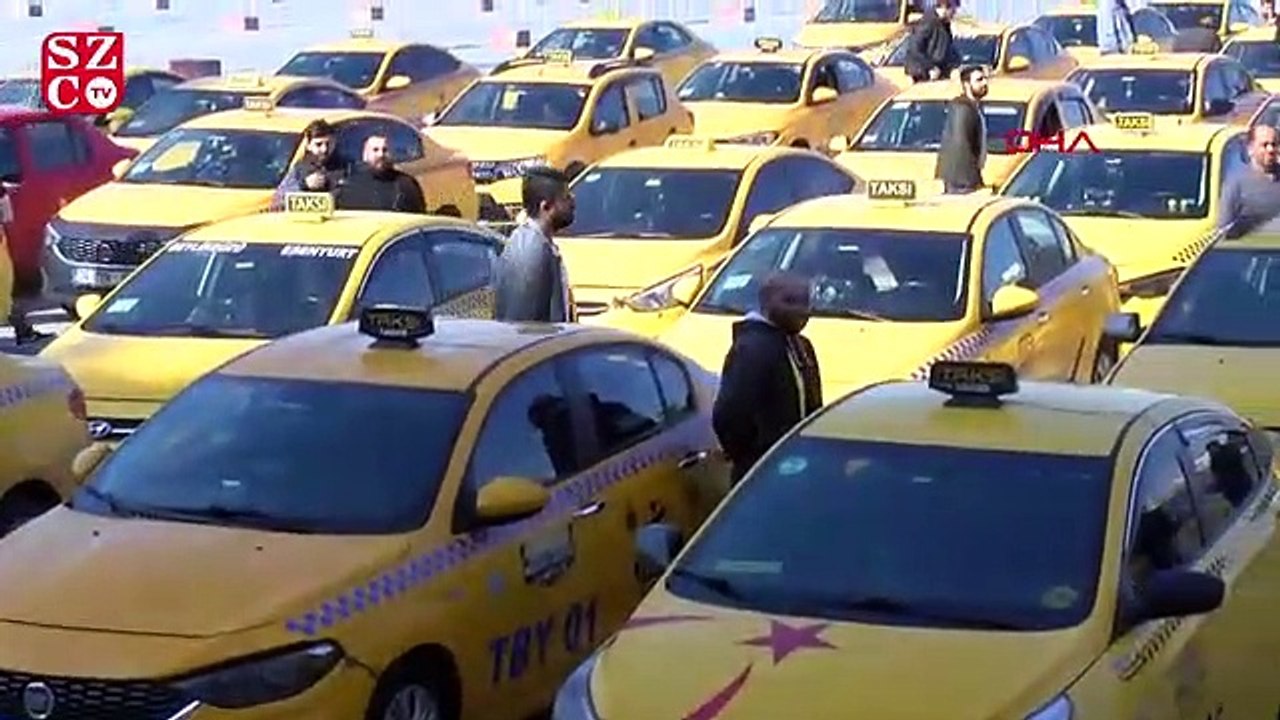 Taksiciler eylem yaptı
