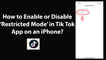 How to Enable or Disable Restricted Mode in Tik Tok App on an iPhone?