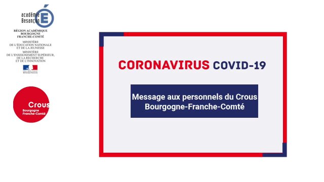 Message aux personnels du Crous Bourgogne-Franche-Comté et mettre