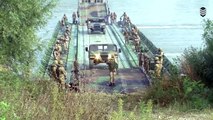 Military Awesome Build Floating Bridge to Move Tanks Across the Rivers