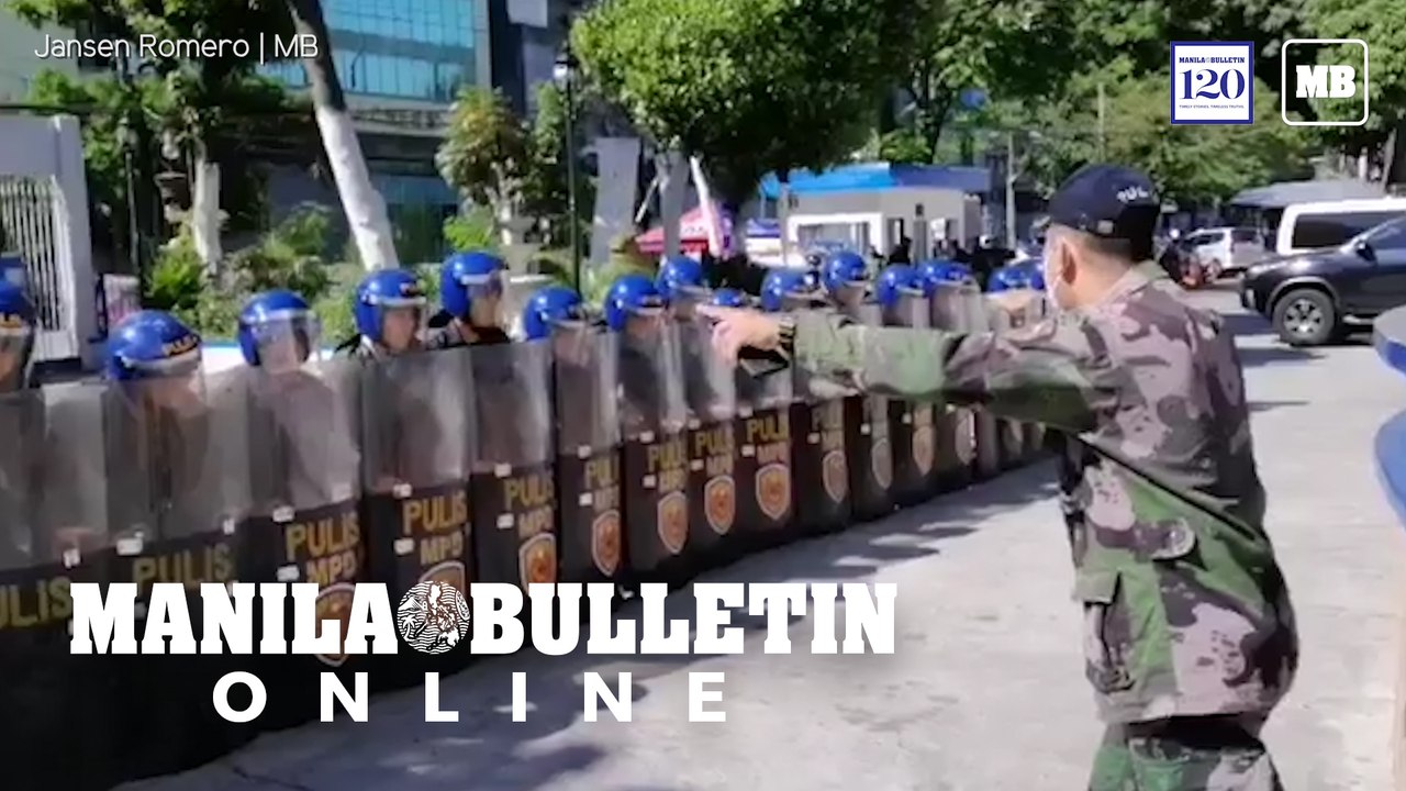Members of MPD-Police Crowd Dispersal Management (CDM) Unit practice their formations at the MPD HQ