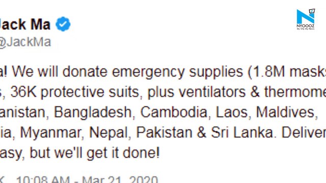 Alibaba founder Jack Ma to donate emergency supplies to South Asian countries amid Coronavirus outbreak