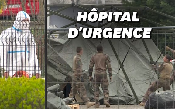 Les images de l'hôpital de campagne militaire qui se déploie à Mulhouse