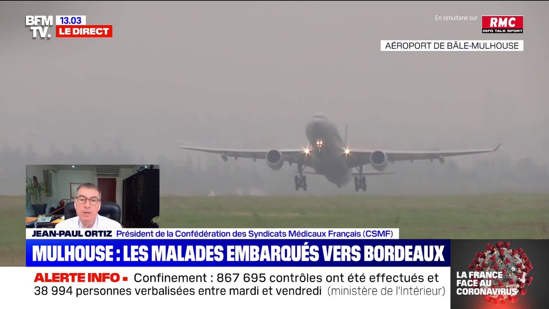 Un avion militaire est en route pour Bordeaux après avoir embarqué des  malades du coronavirus à Mulhouse - Vidéo Dailymotion