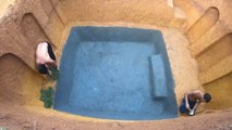 Build Swimming Pool Water Slide Around Secret Underground House With Ancient Skills
