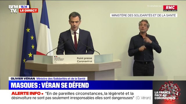 Masques: Olivier Véran annonce la commande de 250 millions de masques , qui seront livrés dans les prochaines semaines