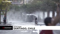 ویدئو؛ شیلیایی‌ها کرونا را نادیده گرفتند و تظاهرات کردند