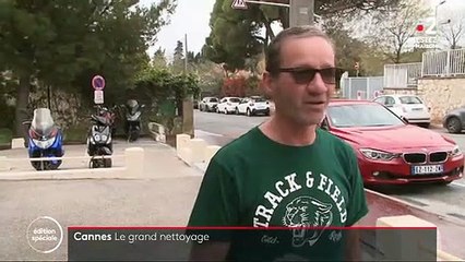 VIRUS - A Cannes, des agents municipaux répandent dans la rue un produit désinfectant pour tuer le coronavirus - VIDEO