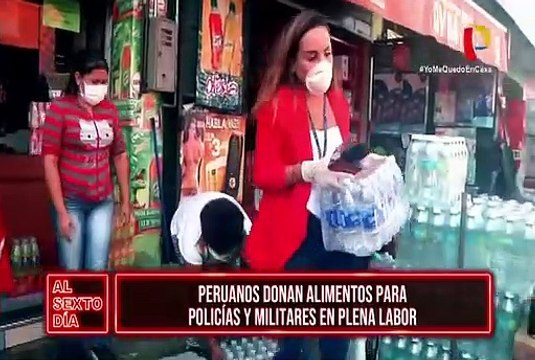En tiempos de cuarentena peruanos donan alimentos para policías y militares en plena labor