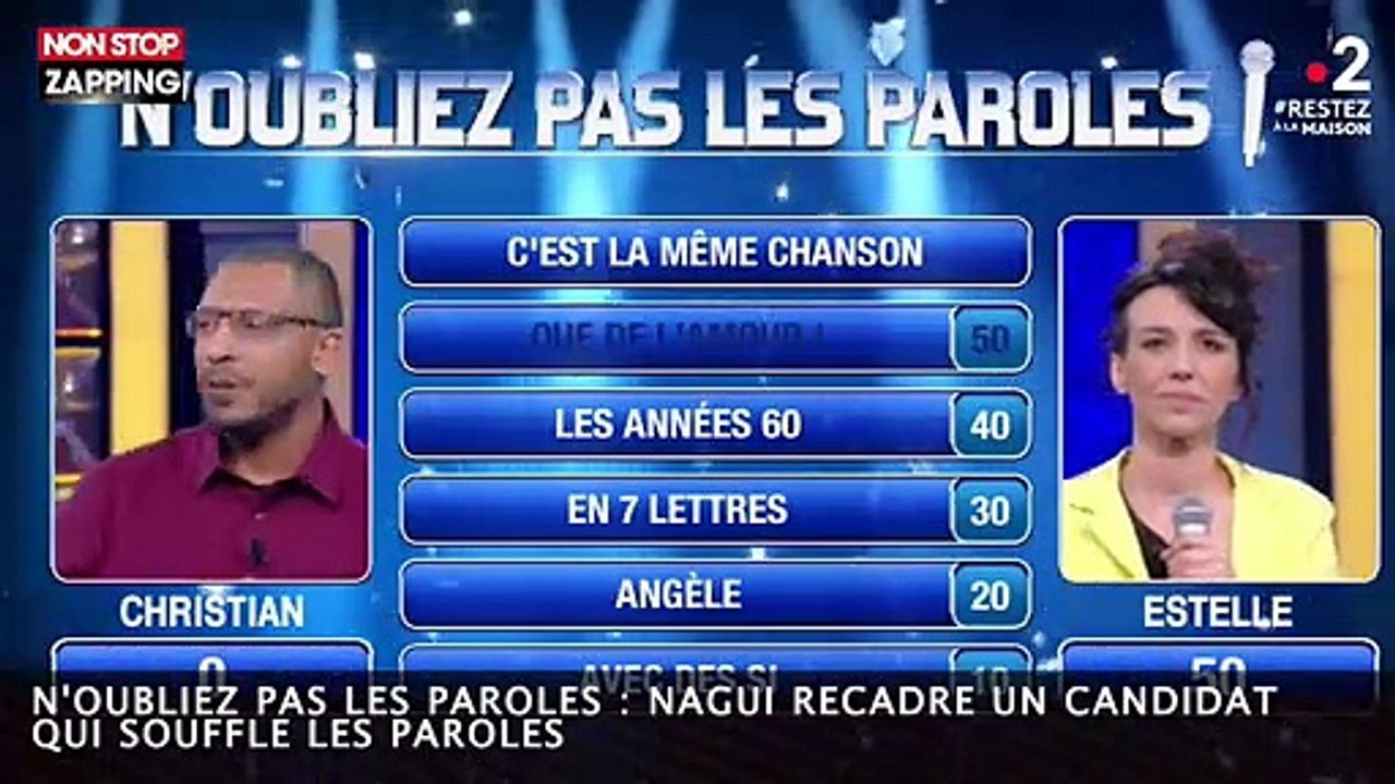 N'oubliez pas les paroles : Nagui recadre un candidat qui souffle les paroles (vidéo)