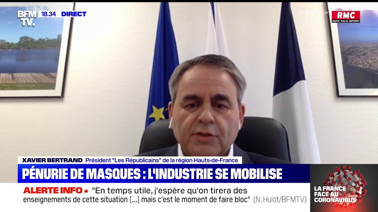 La région Hauts-de-France "passe commande de cinq millions de masques" en Chine, selon Xavier Bertrand