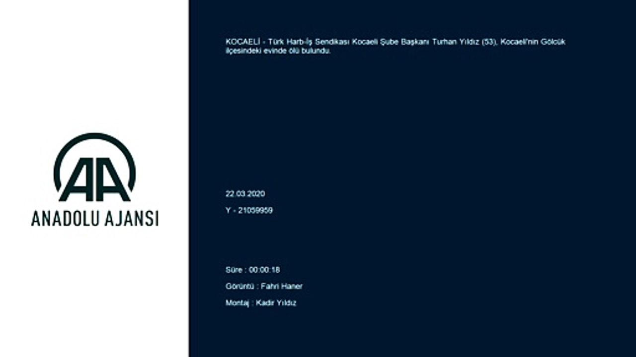 Türk Harb-İş Sendikası Kocaeli Şube Başkanı Yıldız, evinde ölü bulundu - KOCAELİ