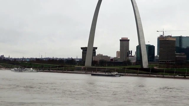 River Boat Barges on the Mississippi River in St. Louis, Missouri