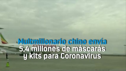 Multmillonario chino Jack Ma envía 5,4 millones de máscarás, kits de pruebas