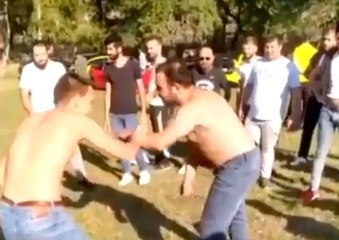 Gençler "evde kalın" uyarısına rağmen ormanda güreş tuttular