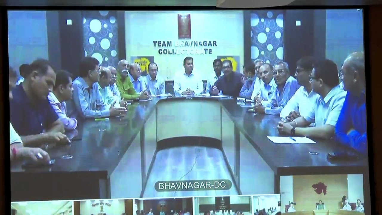 CORONAVIRUS PROTECTION MEETING BY VIJAY RUPANI THROUGH VIDEO CONFERENCE WITH ALL CORPORATIONS IN GANDHINAGAR