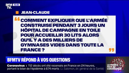 Comment expliquer que l'armée construise un hôpital de campagne alors qu'il y a des gymnases vides dans toute la France ?