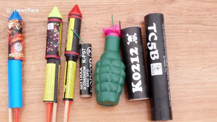 Do not try this at home! Fireworks set off inside jerry can