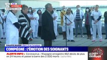 Le personnel soignant de l'hôpital de Compiègne rend hommage à leur collègue décédé du coronavirus