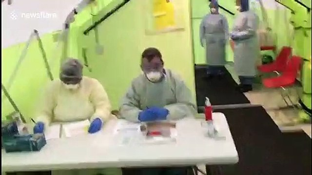 Paramedic shows coronavirus testing centre in Ireland