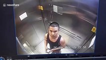 Disgusting moment man wipes saliva inside train station lift during coronavirus outbreak