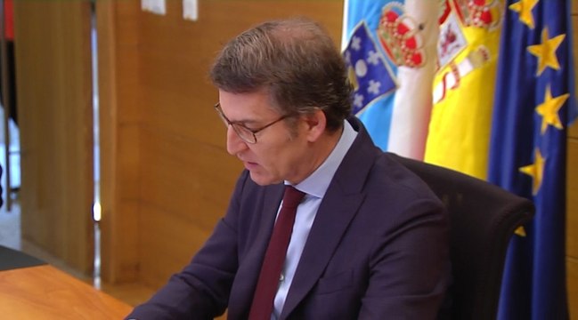 Feijóo durante la reunión por videoconferencia con los demás presidentes