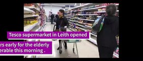 Coronavirus - Elderly and vulnerable shoppers shopping hour at Tesco in Leith, Scotland
