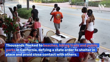 Crowds Fill California Beaches Despite Shelter in Place Order