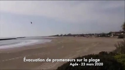 AGDE - L'hélicoptère de la Gendarmerie rappelle à l'ordre les promeneurs sur la plage
